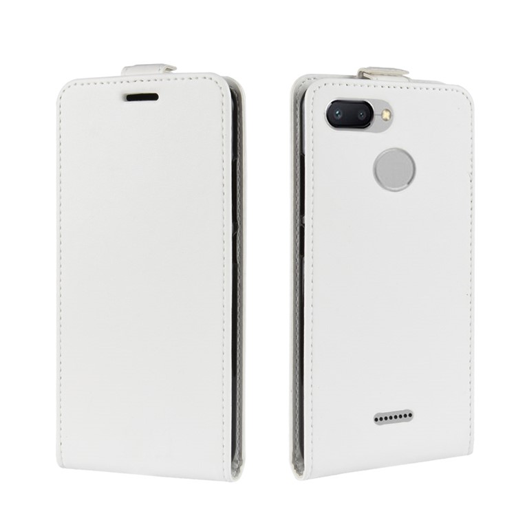 Crazy Horse Vertical Flip Leather Flip Case with Card Holder for Xiaomi Redmi 6 (Dual Camera: 12MP+5MP) - White-2