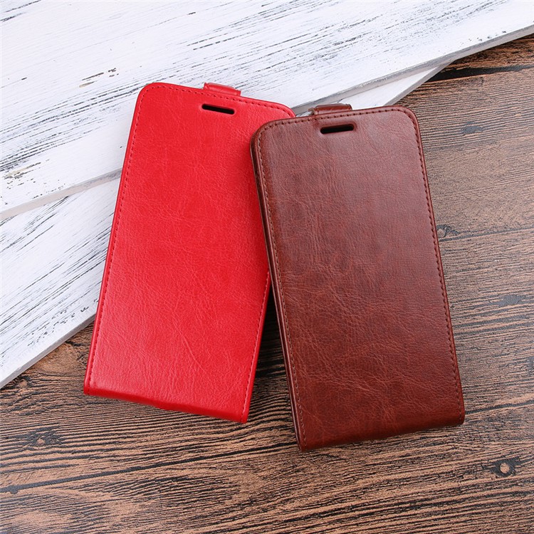 Crazy Horse Vertical Flip Leather Phone Cover Case with Card Holder for Xiaomi Redmi 6 (Dual Camera: 12MP+5MP) - Red-10
