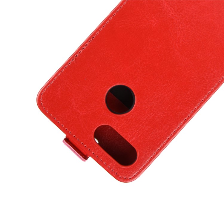 Crazy Horse Vertical Flip Leather Phone Cover Case with Card Holder for Xiaomi Redmi 6 (Dual Camera: 12MP+5MP) - Red-3