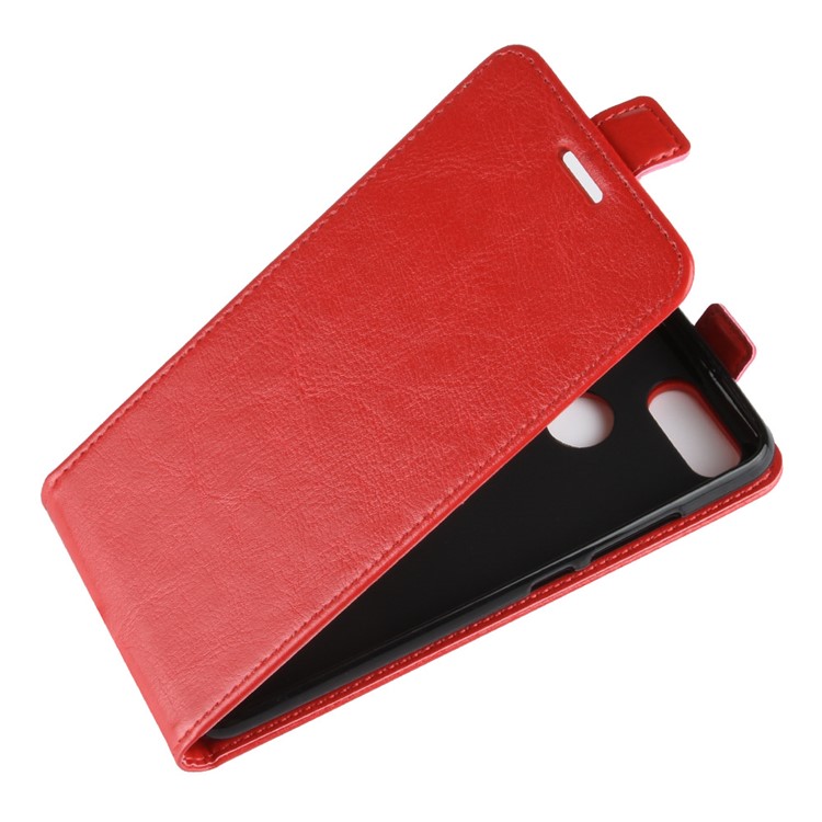 Crazy Horse Vertical Flip Leather Phone Cover Case with Card Holder for Xiaomi Redmi 6 (Dual Camera: 12MP+5MP) - Red-4
