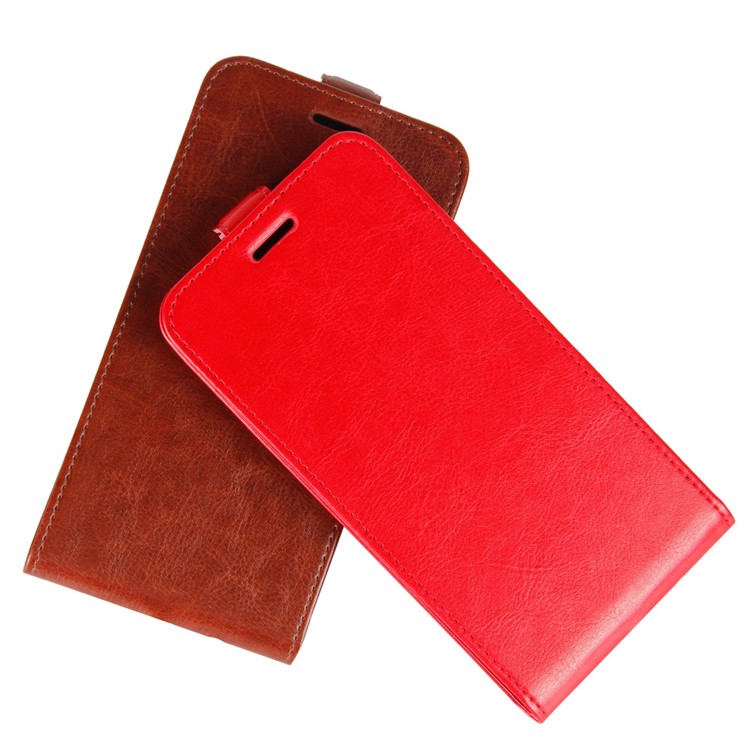 Crazy Horse Vertical Flip Leather Phone Cover Case with Card Holder for Xiaomi Redmi 6 (Dual Camera: 12MP+5MP) - Red-7