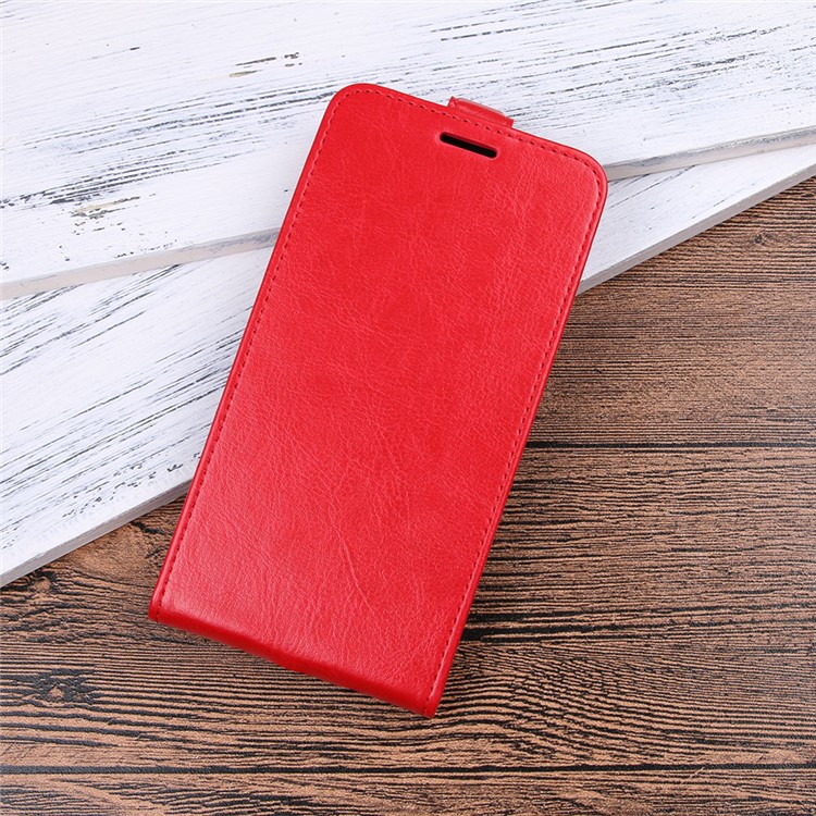 Crazy Horse Vertical Flip Leather Phone Cover Case with Card Holder for Xiaomi Redmi 6 (Dual Camera: 12MP+5MP) - Red-9