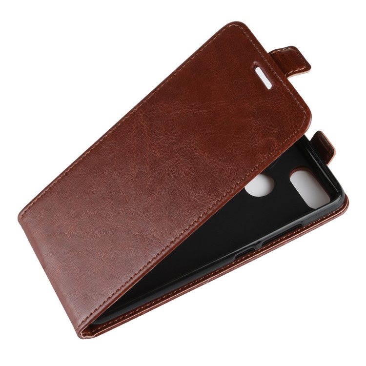Crazy Horse Vertical Flip Leather Phone Protection Casing with Card Holder for Xiaomi Redmi 6 (Dual Camera: 12MP+5MP) - Brown-4