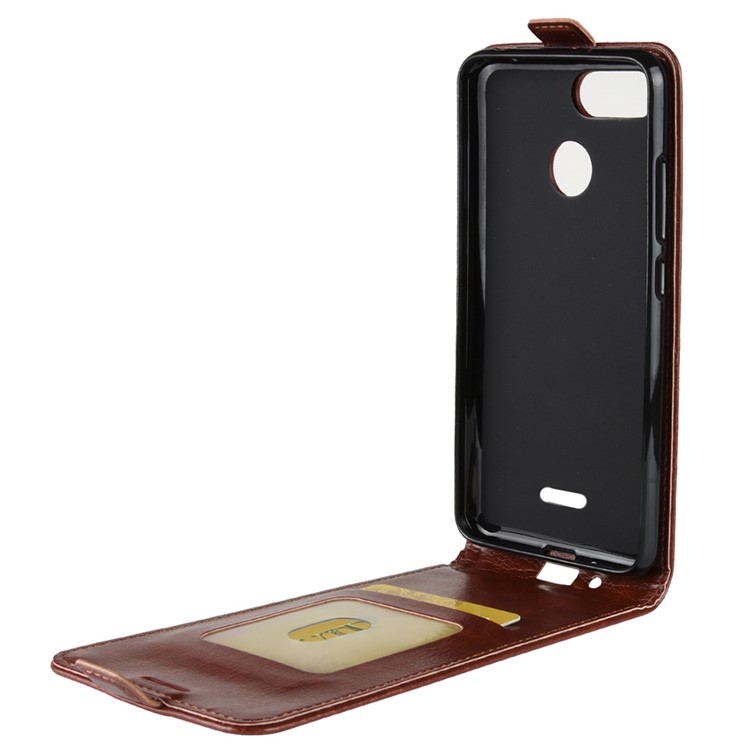 Crazy Horse Vertical Flip Leather Phone Protection Casing with Card Holder for Xiaomi Redmi 6 (Dual Camera: 12MP+5MP) - Brown-9