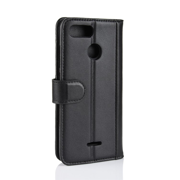 Estojo De Carteira De Couro Rachado Genuíno Caso Móvel De Proteção Para Xiaomi Redmi 6 (câmera Dupla: 12MP + 5MP) - Preto-8