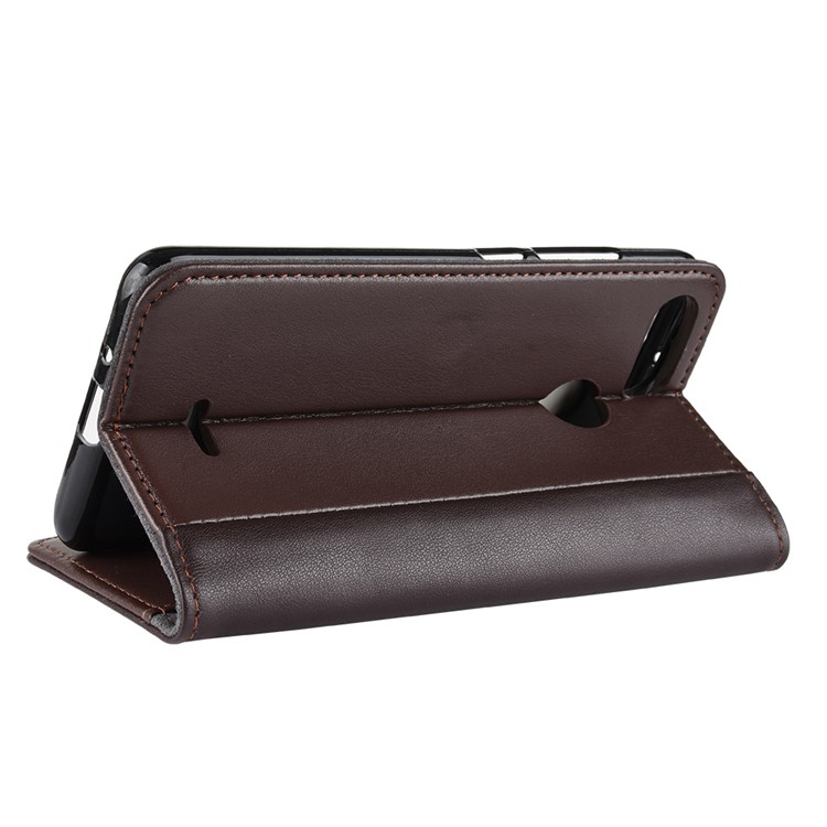 Genuine Split Leather Wallet Stand Flip Cover for Xiaomi Redmi 6 (Dual Camera: 12MP+5MP) - Brown-7