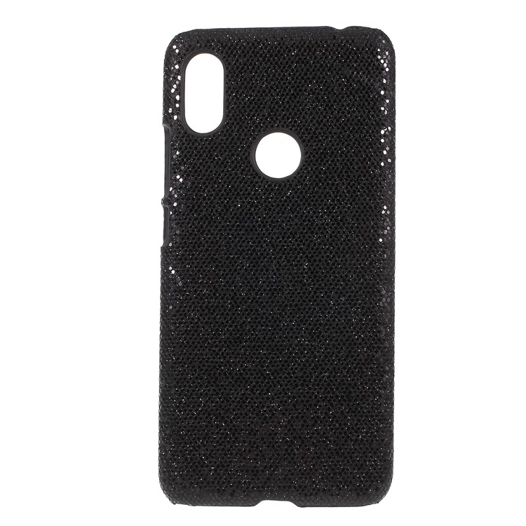 Leather Coated Plastic Case Shell for Xiaomi Redmi S2 / Y2 - Black Glittery Sequins-3