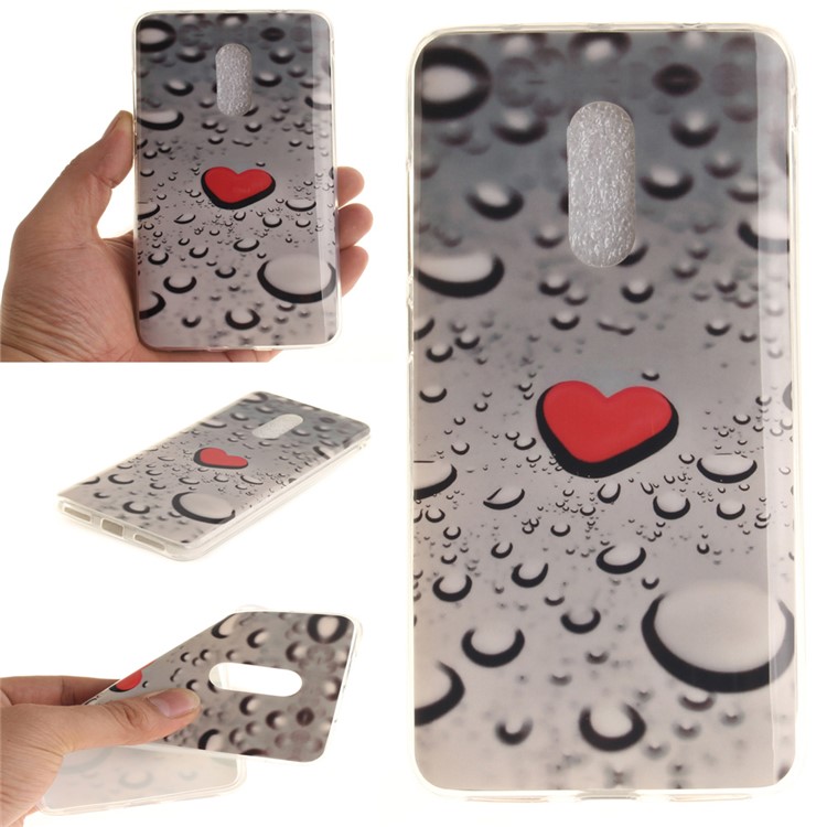 IMD Patterned Soft TPU Cover for Xiaomi Redmi Note 4 - Red Heart and Raindrop-1
