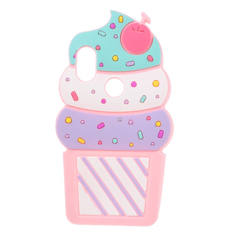 3D Cherry Ice Cream Silicone Protection Back Cover Accessory for Xiaomi Redmi S2 / Y2 - Pink-1