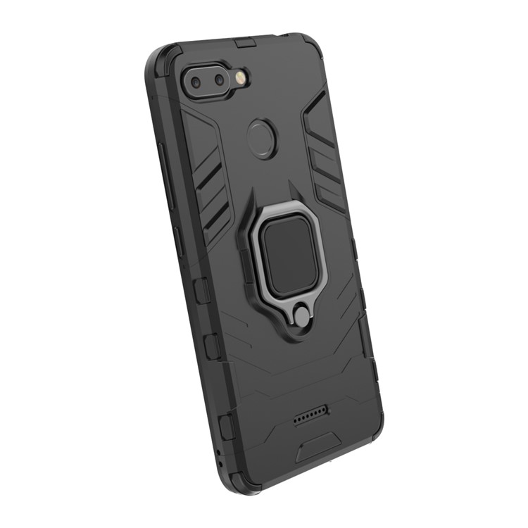 Finger Ring Kickstand PC + TPU Hybrid Cell Phone Case for Xiaomi Redmi 6 (Dual Camera: 12MP+5MP) - Black-4