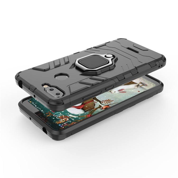Finger Ring Kickstand PC + TPU Hybrid Cell Phone Case for Xiaomi Redmi 6 (Dual Camera: 12MP+5MP) - Black-5