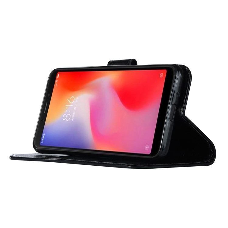 Retro Style Wallet PU Leather Flip Stand Cover for Xiaomi Redmi 6 - Black-6