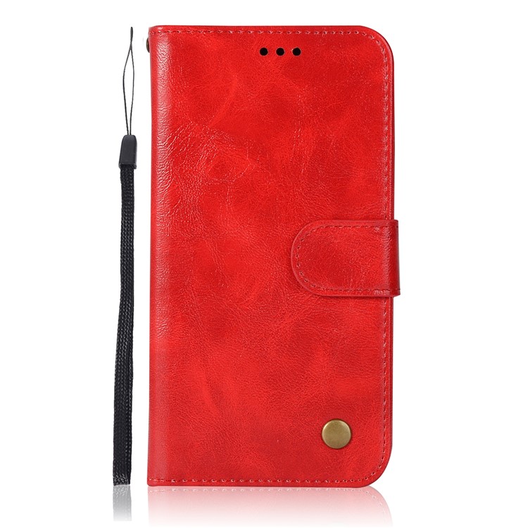 Retro Style Wallet PU Leather Flip Stand Shell for Xiaomi Redmi 6 - Red-2