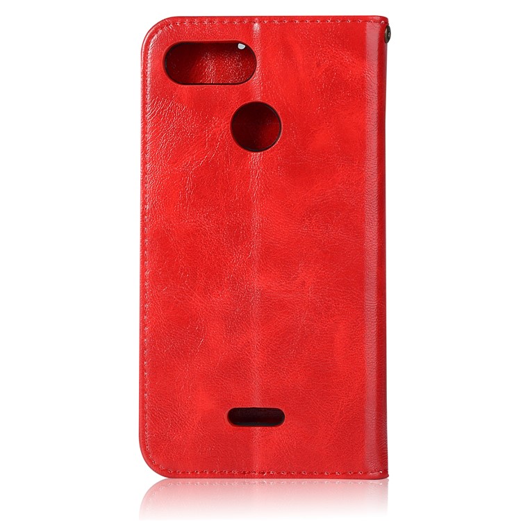 Retro Style Wallet PU Leather Flip Stand Shell for Xiaomi Redmi 6 - Red-3