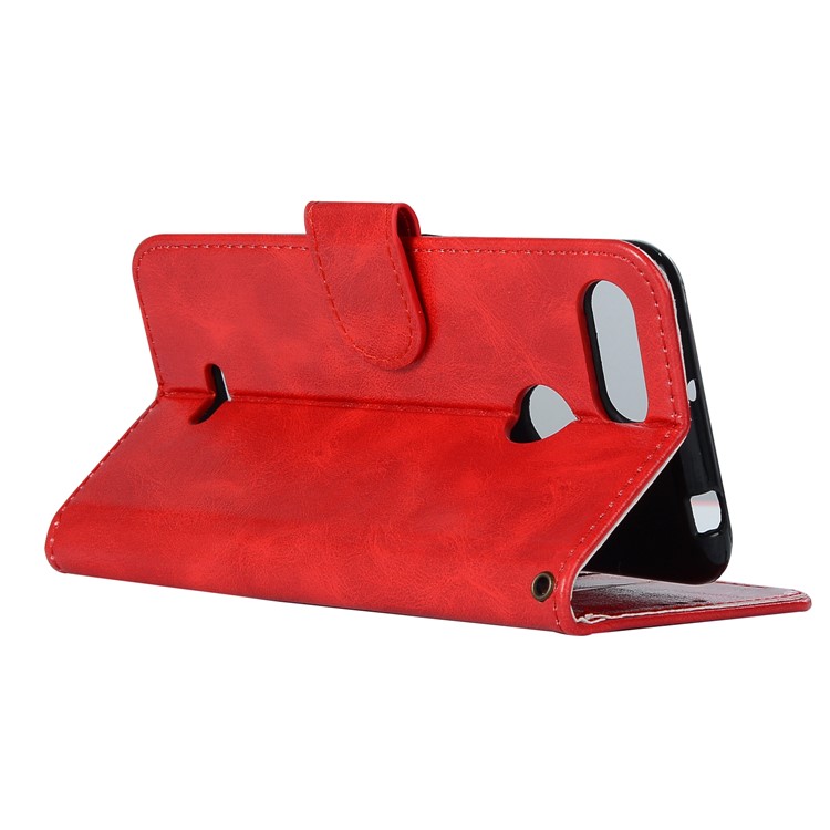 Retro Style Wallet PU Leather Flip Stand Shell for Xiaomi Redmi 6 - Red-5