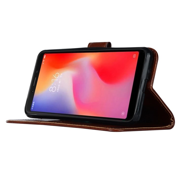 Retro Style Wallet PU Leather Flip Magnetic Phone Shell for Xiaomi Redmi 6 - Coffee-6