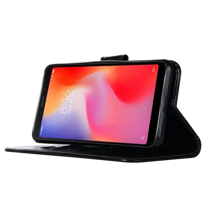 For Xiaomi Redmi 6 Imprint Owl Dream Catcher Wallet Stand Leather Case - Black-6