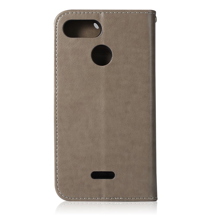 For Xiaomi Redmi 6 Imprint Owl Dream Catcher Wallet Stand Leather Cover - Grey-3