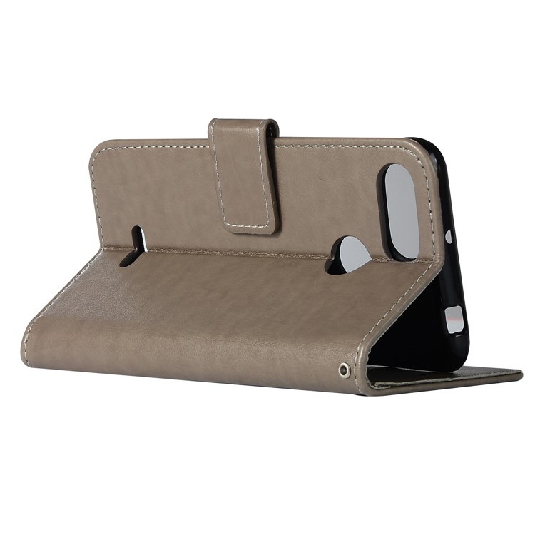 For Xiaomi Redmi 6 Imprint Owl Dream Catcher Wallet Stand Leather Cover - Grey-5