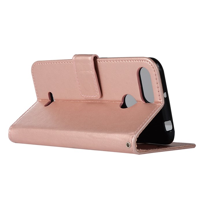 For Xiaomi Redmi 6 Imprint Owl Dream Catcher Wallet Stand Leather Shell - Rose Gold-5