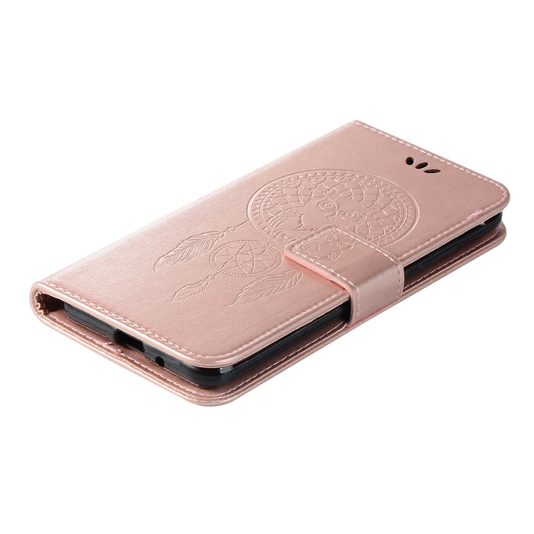 For Xiaomi Redmi 6 Imprint Owl Dream Catcher Wallet Stand Leather Shell - Rose Gold-7