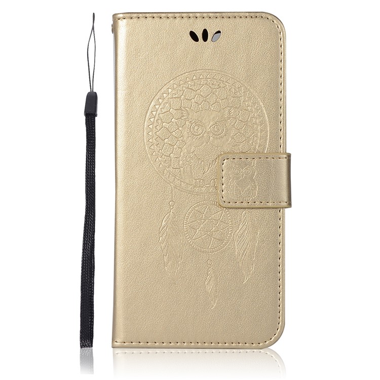For Xiaomi Redmi 6 Imprint Owl Dream Catcher Wallet Stand Leather Phone Casing - Gold-2