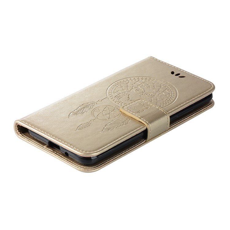 For Xiaomi Redmi 6 Imprint Owl Dream Catcher Wallet Stand Leather Phone Casing - Gold-7