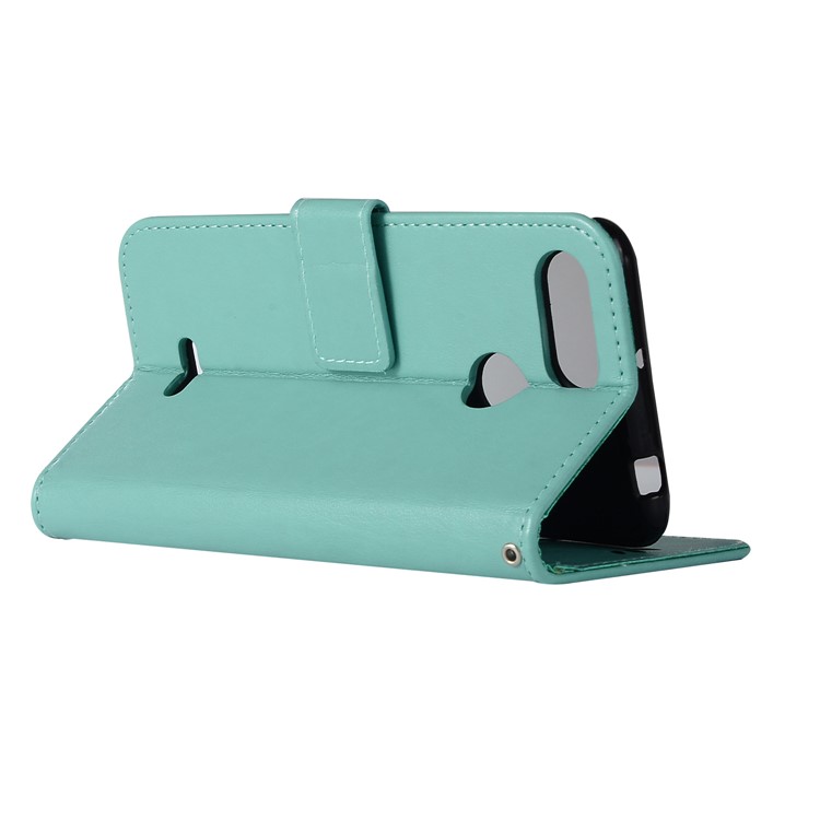 For Xiaomi Redmi 6 Imprint Owl Dream Catcher Wallet Stand Leather Mobile Cover - Cyan-5
