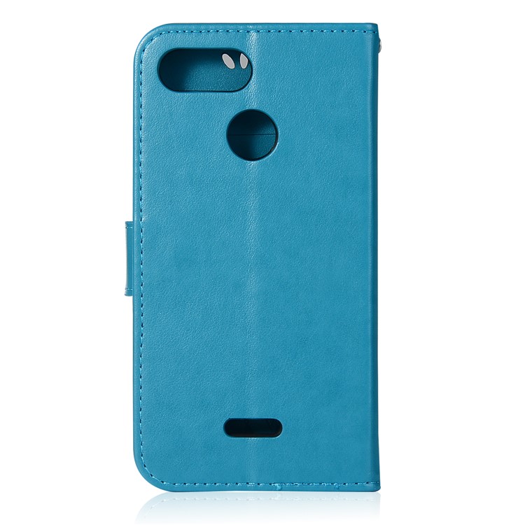 For Xiaomi Redmi 6 Imprint Owl Dream Catcher Wallet Stand Leather Mobile Case - Blue-3