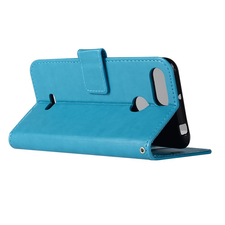 For Xiaomi Redmi 6 Imprint Owl Dream Catcher Wallet Stand Leather Mobile Case - Blue-5