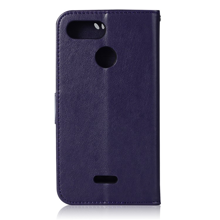For Xiaomi Redmi 6 Imprint Owl Dream Catcher Wallet Stand Leather Protective Cover - Purple-3