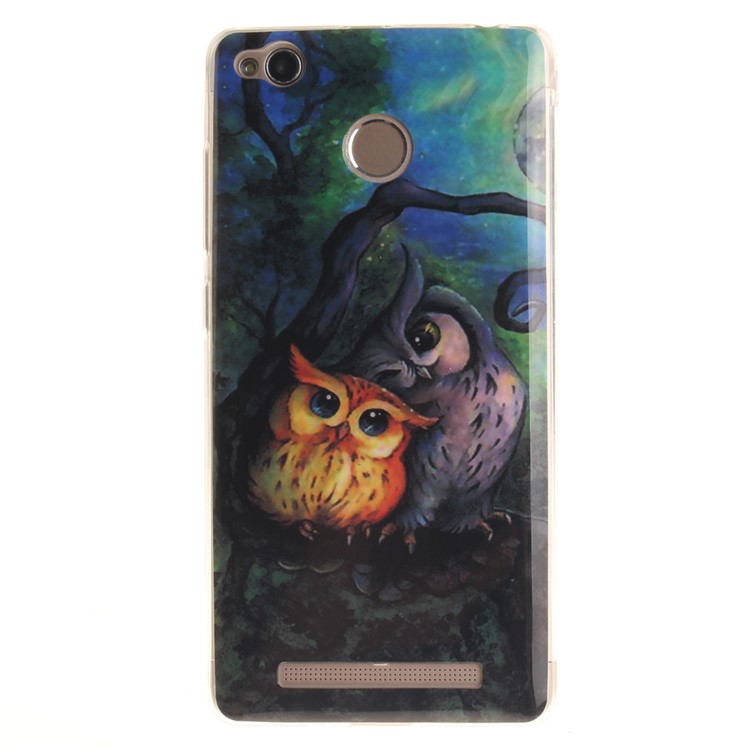 IMD TPU Case Cover for Xiaomi Redmi 3x - Two Owls on Branch Painting-2