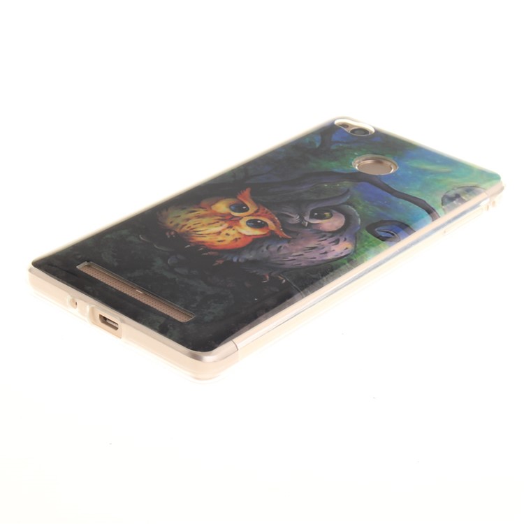 IMD TPU Case Cover for Xiaomi Redmi 3x - Two Owls on Branch Painting-4