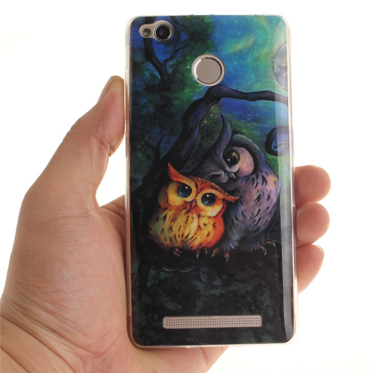 IMD TPU Case Cover for Xiaomi Redmi 3x - Two Owls on Branch Painting-6