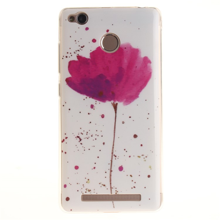 For Xiaomi Redmi 3x Glossy TPU IMD Case Cover - Red Flower-2