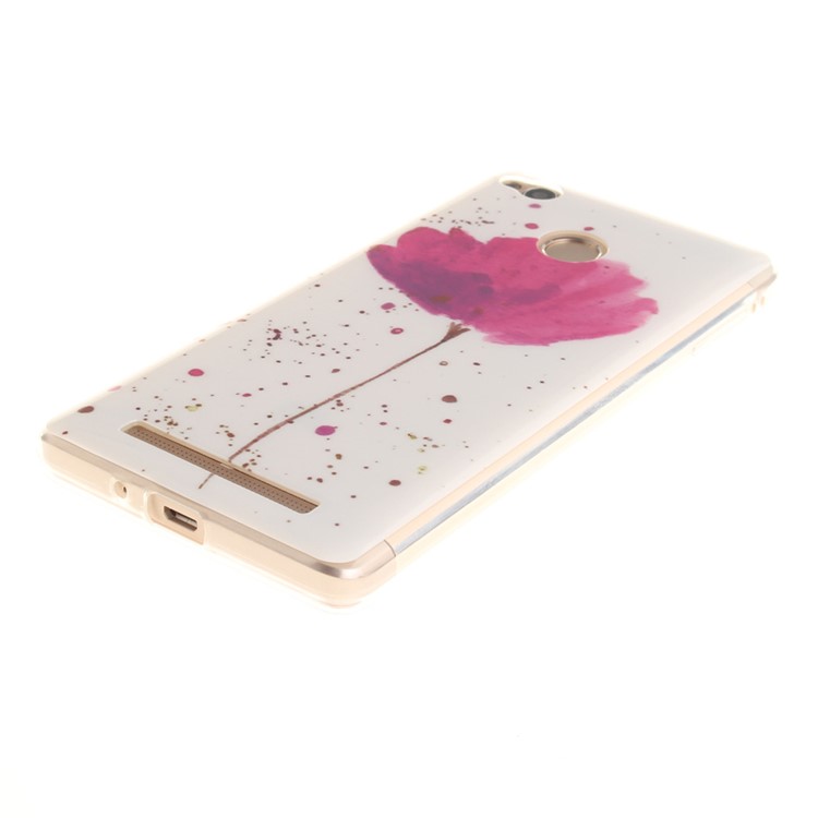 For Xiaomi Redmi 3x Glossy TPU IMD Case Cover - Red Flower-4