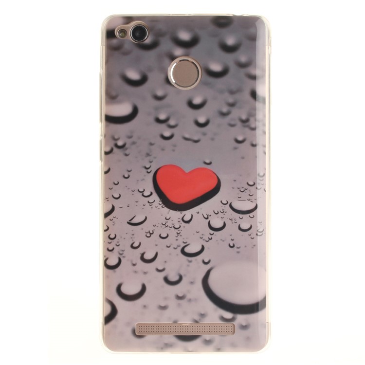 IMD TPU Case Protector for Xiaomi Redmi 3x - Red Heart and Raindrop-2