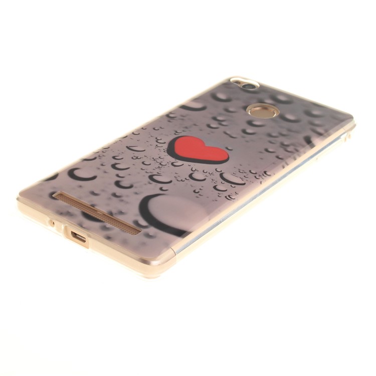 IMD TPU Case Protector for Xiaomi Redmi 3x - Red Heart and Raindrop-4