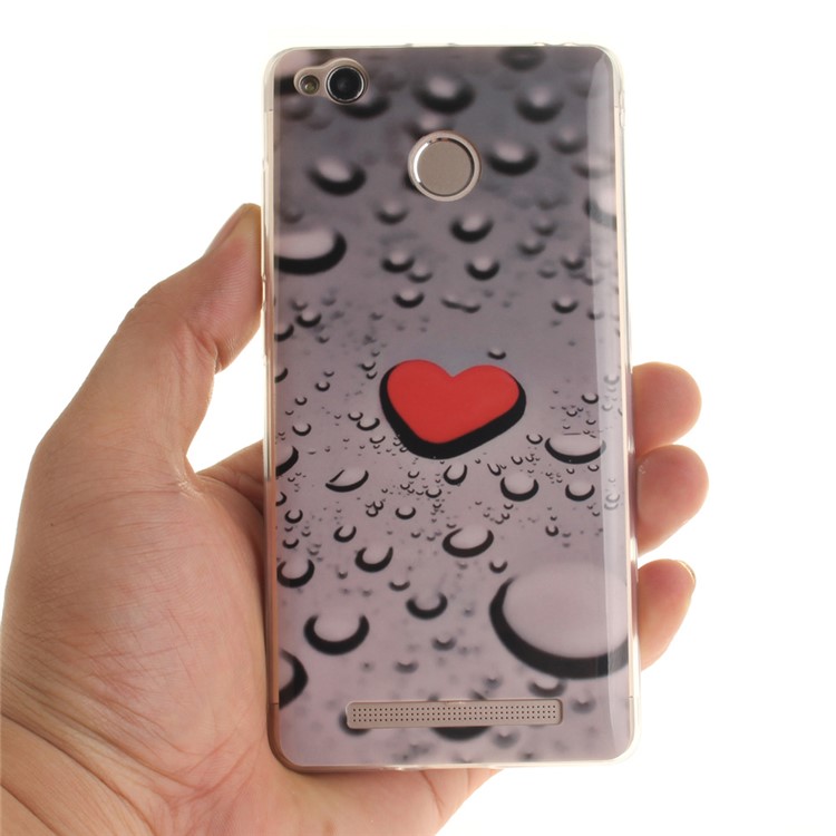 IMD TPU Case Protector for Xiaomi Redmi 3x - Red Heart and Raindrop-6