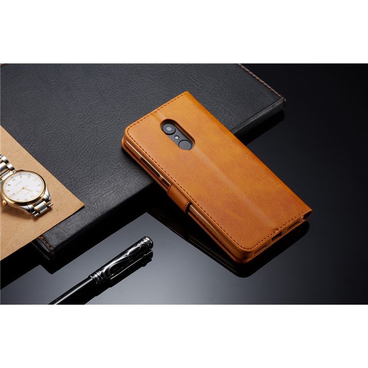 LC.IMEEKE Wallet Stand Leather Mobile Phone Cover for Xiaomi Redmi 5 - Brown-5