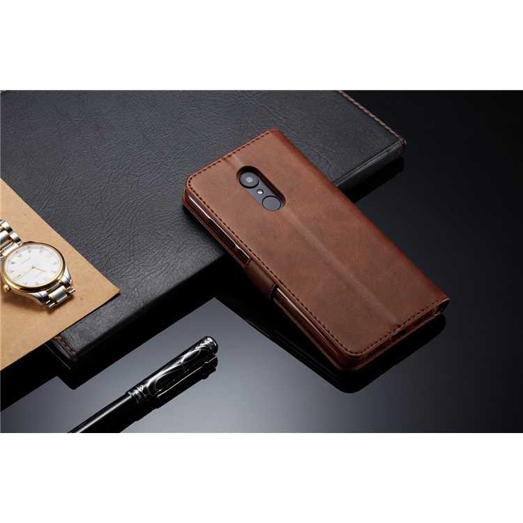 LC.IMEEKE Wallet Stand Leather Mobile Shell for Xiaomi Redmi 5 - Coffee-11