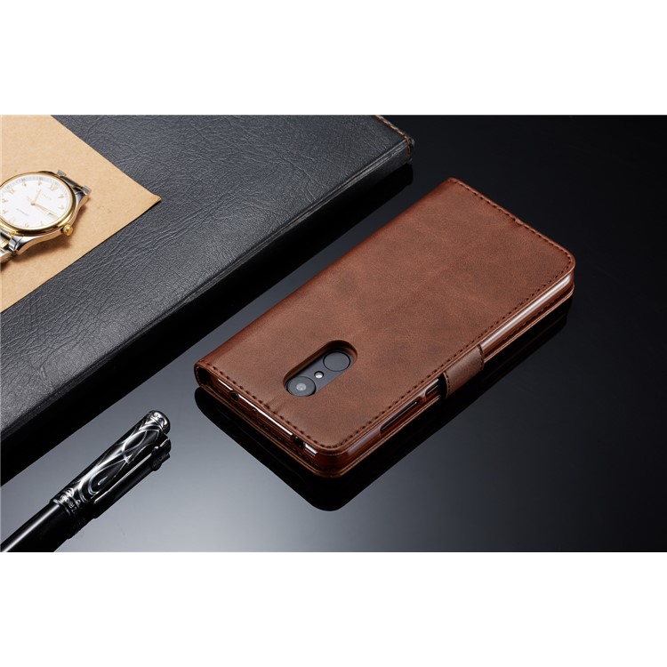 LC.IMEEKE Wallet Stand Leather Mobile Shell for Xiaomi Redmi 5 - Coffee-12