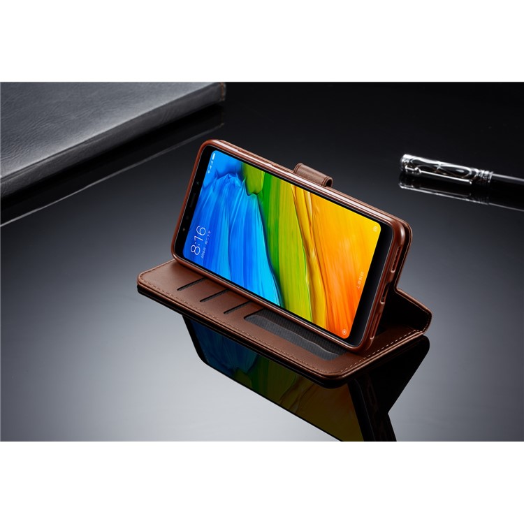 LC.IMEEKE Wallet Stand Leather Mobile Shell for Xiaomi Redmi 5 - Coffee-15