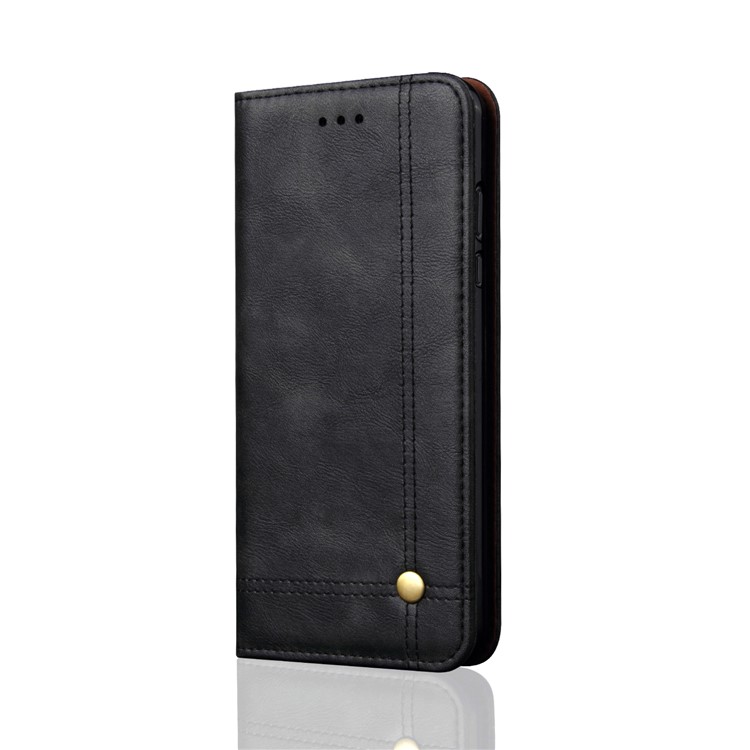 Retro Style Auto-absorbed Crazy Horse Leather Wallet Stand Case for Xiaomi Redmi 6 - Black-2