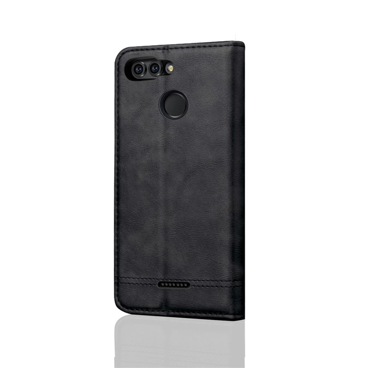 Retro Style Auto-absorbed Crazy Horse Leather Wallet Stand Case for Xiaomi Redmi 6 - Black-3