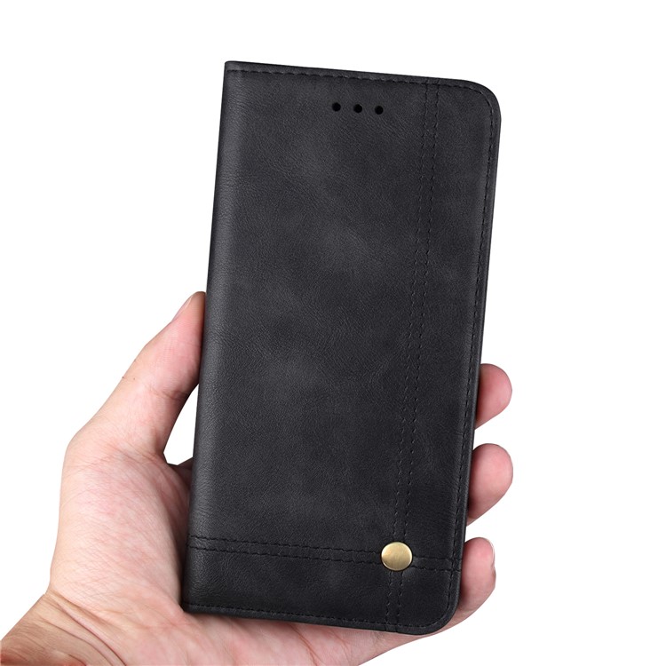 Retro Style Auto-absorbed Crazy Horse Leather Wallet Stand Case for Xiaomi Redmi 6 - Black-5