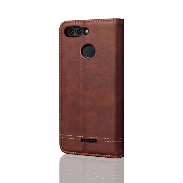 Retro Style Auto-absorbed Crazy Horse Leather Wallet Mobile Casing for Xiaomi Redmi 6 - Coffee-2