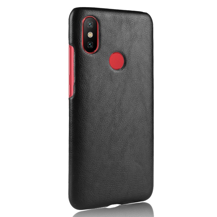 Litchi Skin Leather Coated Hard Plastic Case for Xiaomi Redmi S2 / Y2 - Black-3