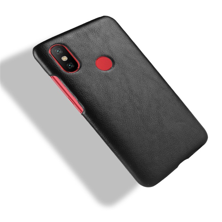 Litchi Skin Leather Coated Hard Plastic Case for Xiaomi Redmi S2 / Y2 - Black-4