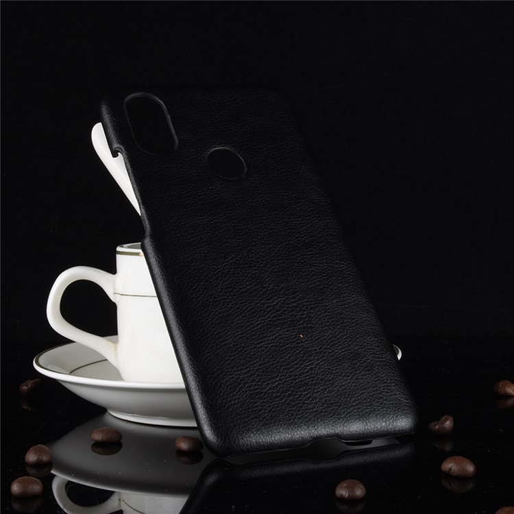 Litchi Skin Leather Coated Hard Plastic Case for Xiaomi Redmi S2 / Y2 - Black-5